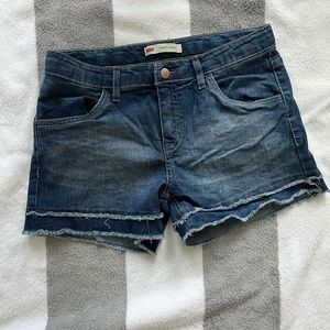 Levi shorty short girls Sz 14 jean shorts. Adjustable waist, soft & stretchy EUC